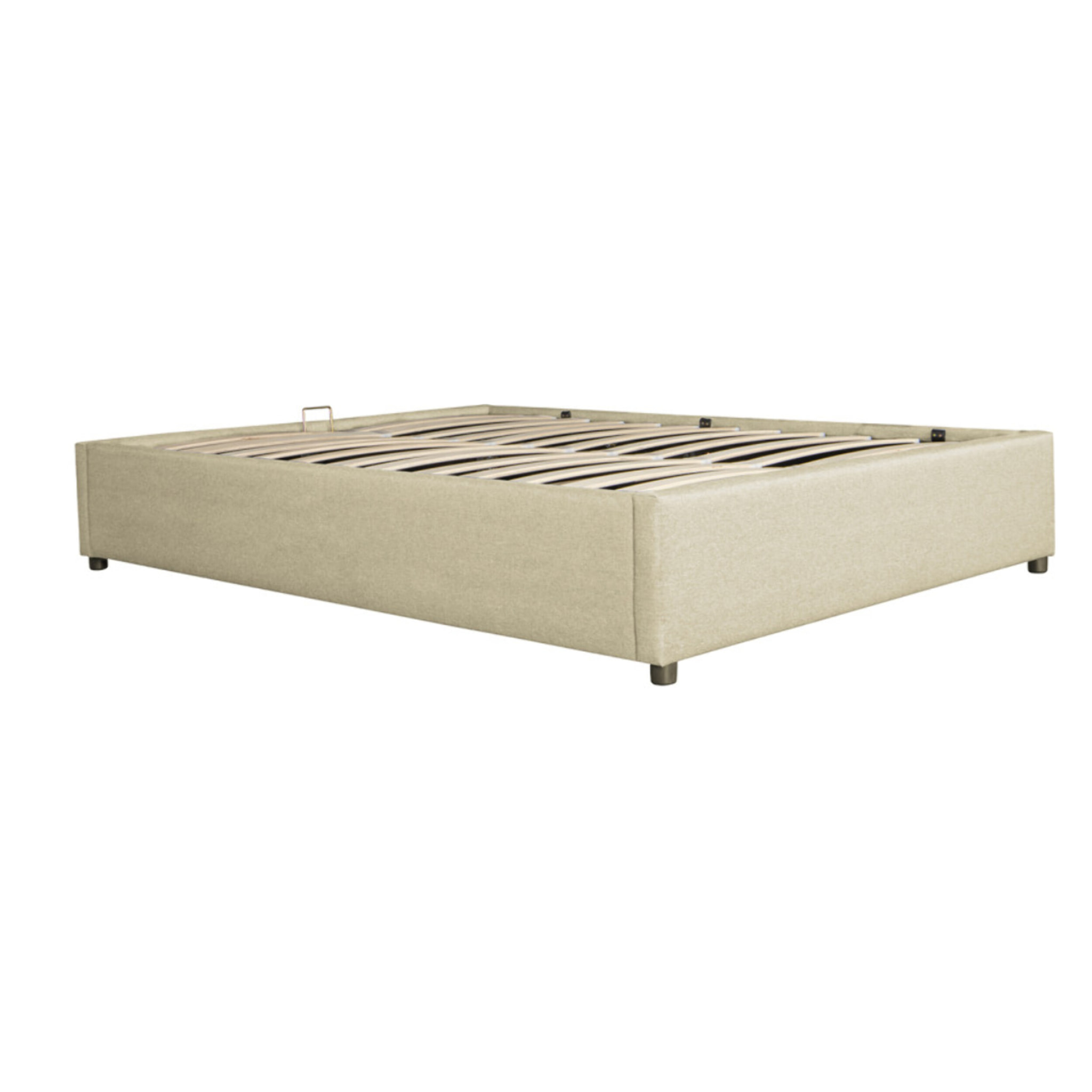Lit coffre avec sommier Otto - Beige - Tissu