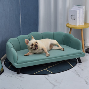 Canapé chien lit pour chien chat design contemporain coquillage dim. 98L x 60l x 35H cm coussin moelleux velours vert