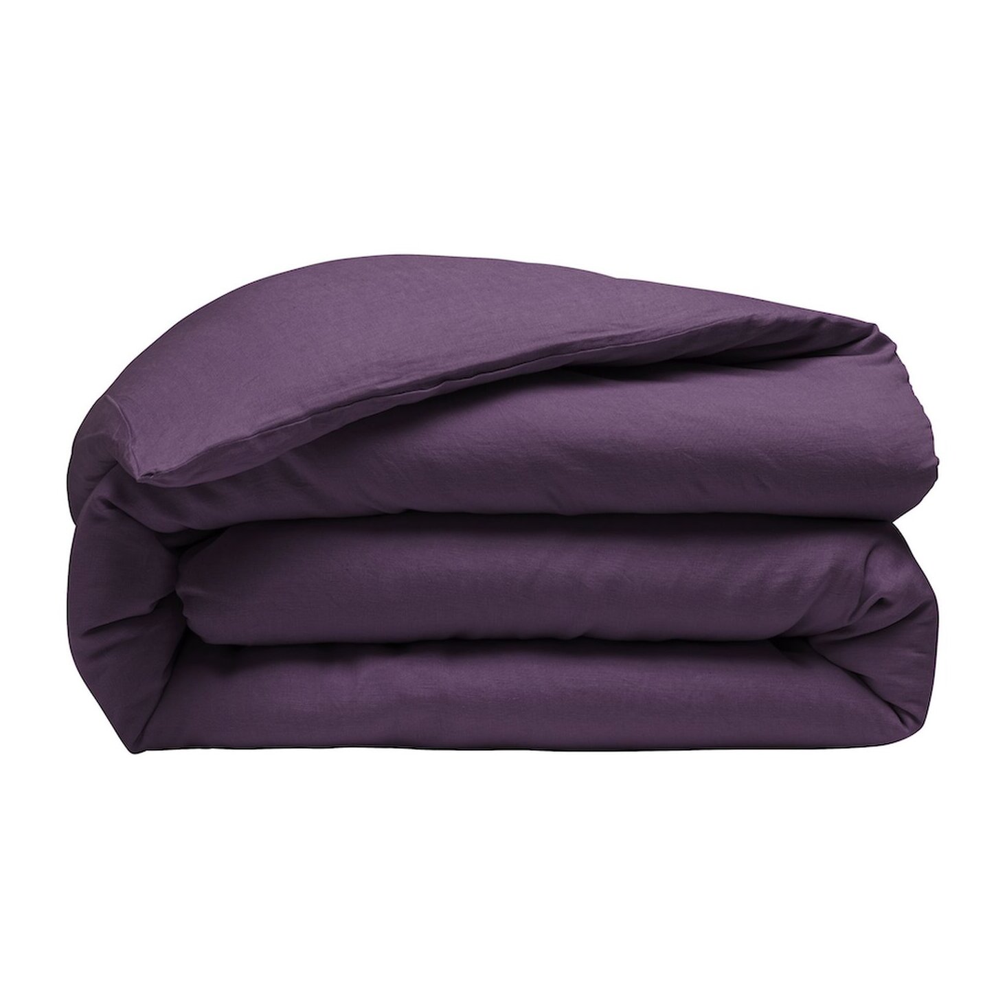 Housse de couette 100% lin lavé prune