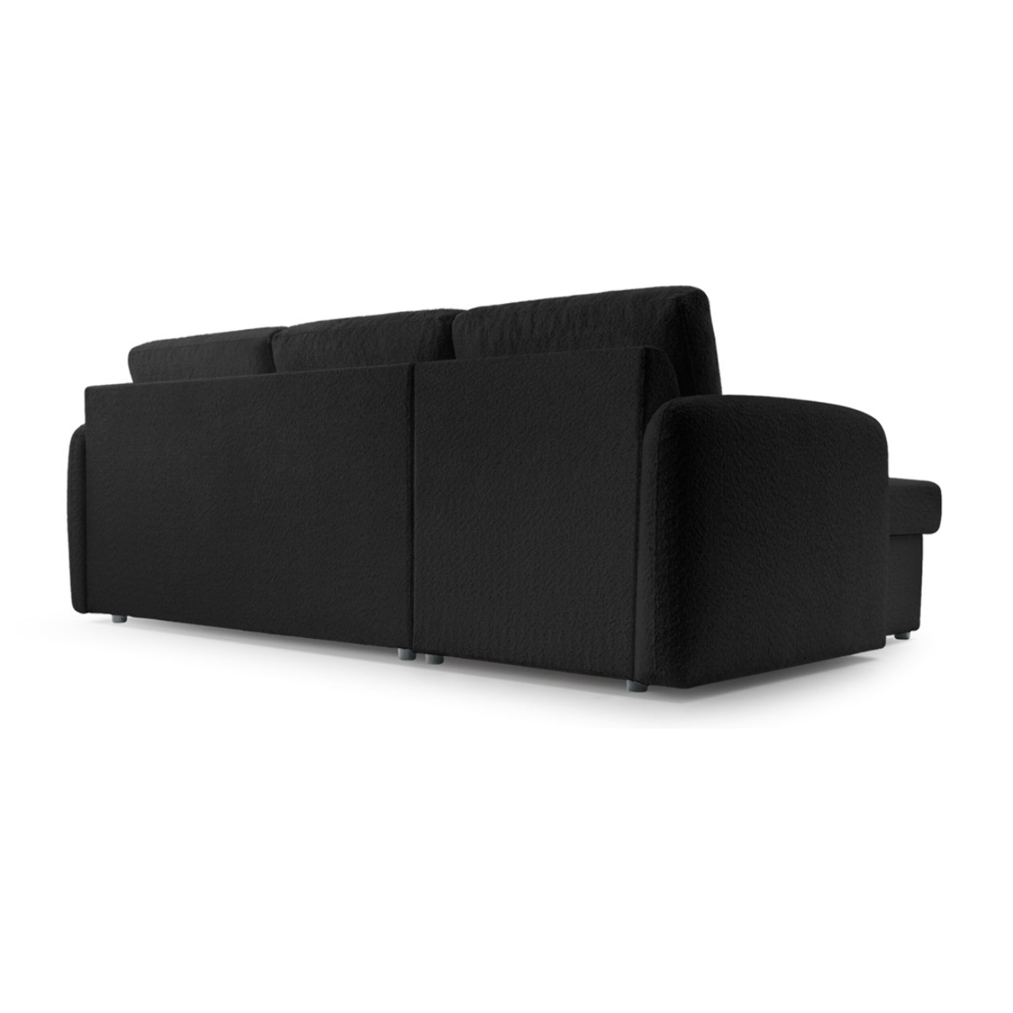 Pocatello - canapé d'angle réversible 4 places - convertible avec coffre - en tissu bouclette - Noir