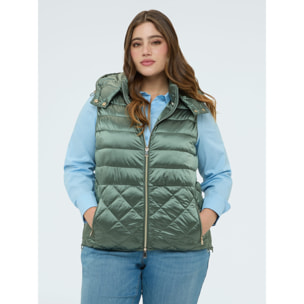 Fiorella Rubino - Piumino smanicato con cappuccio - Verde militare