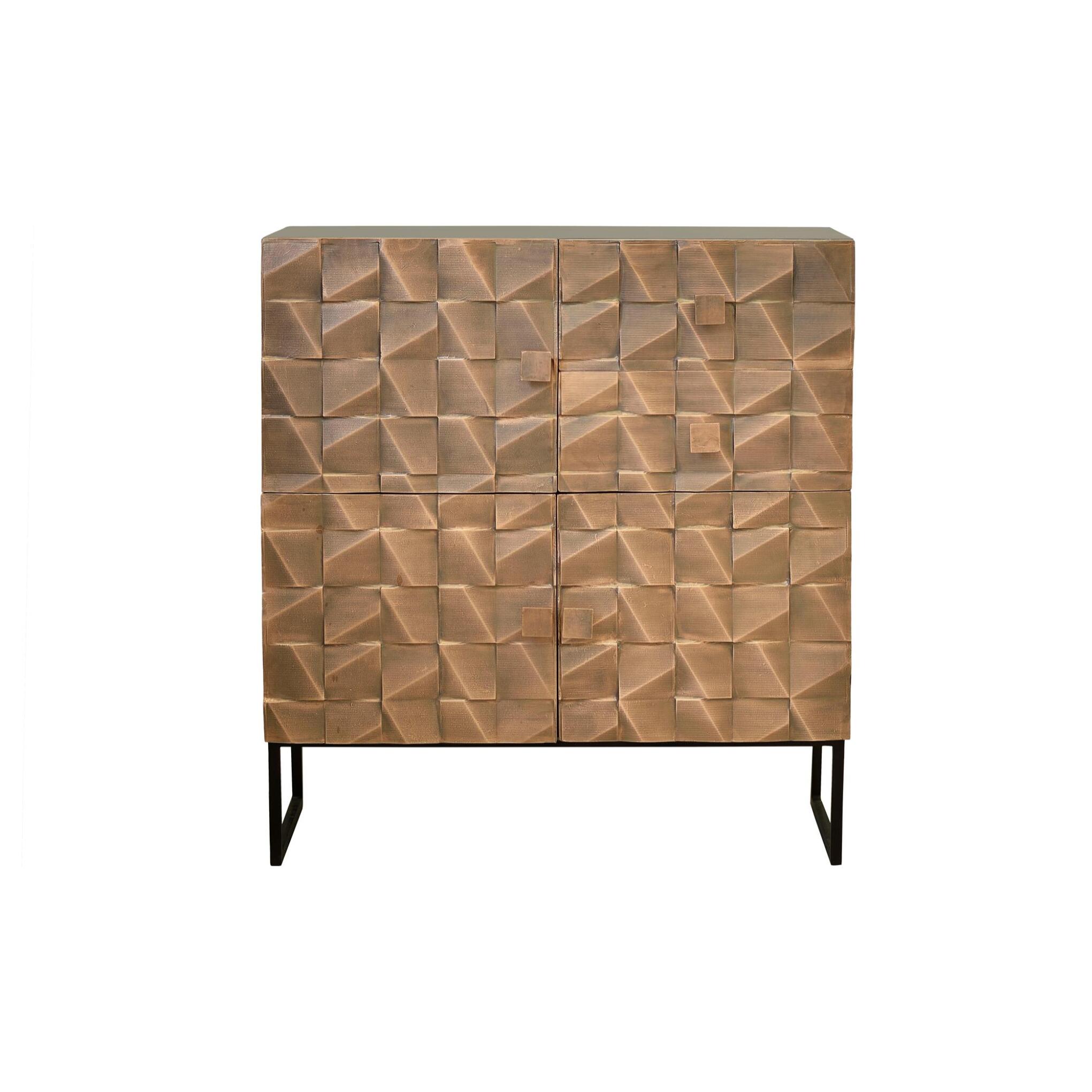 Aparador alto - Madera de Mango y Bronce y Hierro - 100x42x110cm