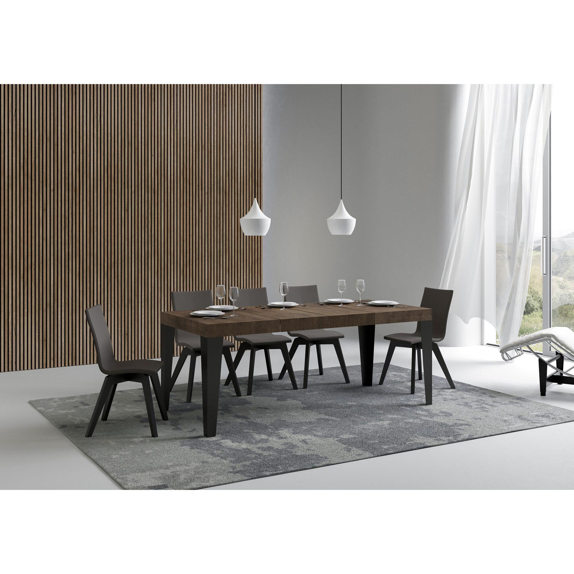 Mesa extensible 90x140/244 cm Flame Premium Nogal estructura Antracita