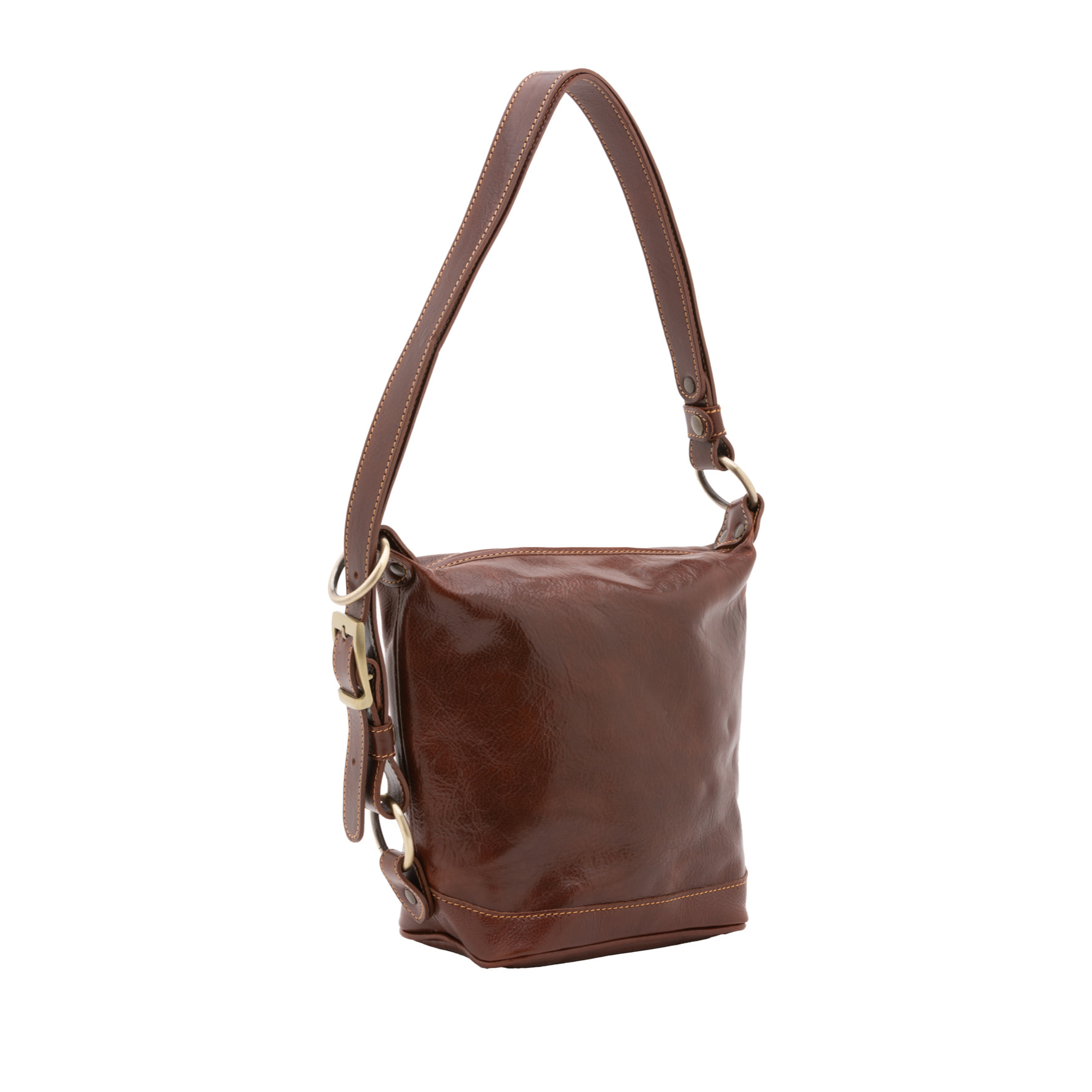 Borsa a secchiello  da donna In Vera pelle Made in Italy 25x28x14 cm