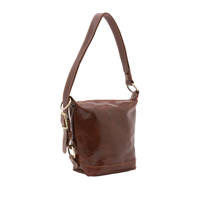 Borsa a secchiello  da donna In Vera pelle Made in Italy 25x28x14 cm