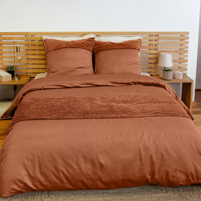 Parure housse de couette 3pcs 100% microfibre_terre 220x240 cm