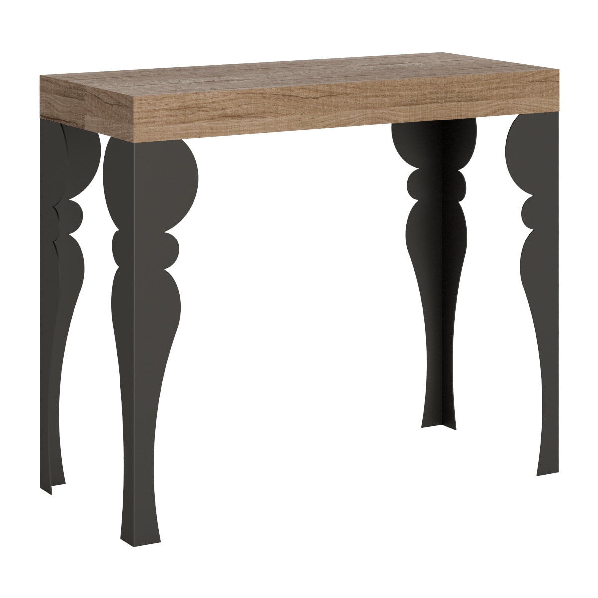 Console extensible 90x40/300 cm Paxon Chêne Nature cadre Anthracite