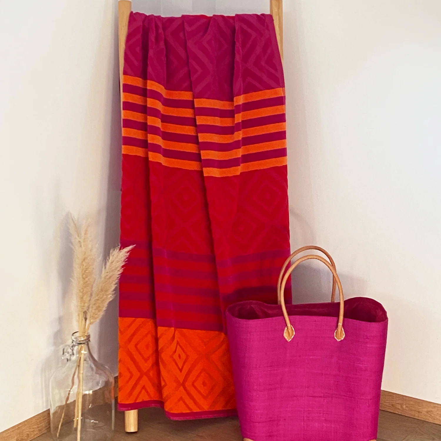 Serviette de plage éponge velours Jacquard ciselée - Monterrico - 90x170cm - 340g/m²