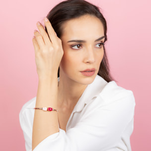 Bracciale Rigido con Pietra Naturale Ovale Quarzo Rosa e Agata Rossa