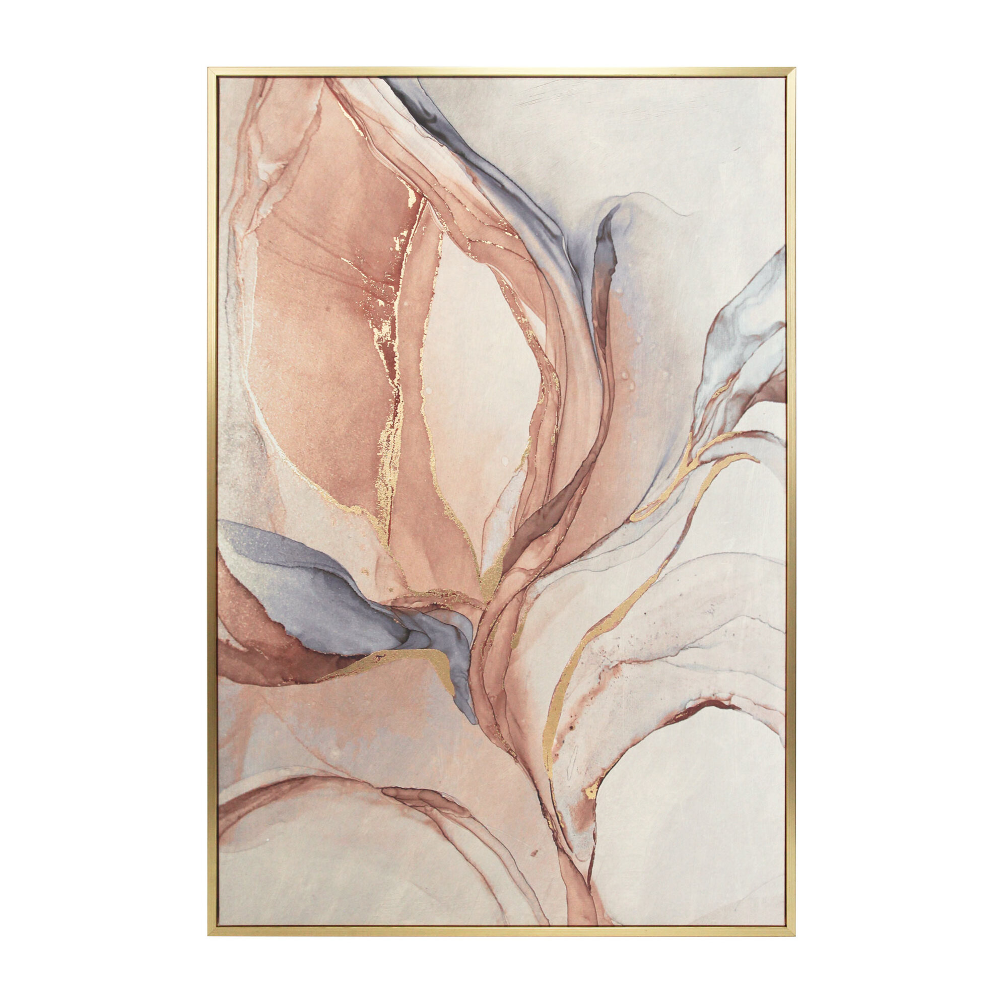 Cuadro Bérgamo poliéster abstracto rosa-dorado 92x62x4 cm