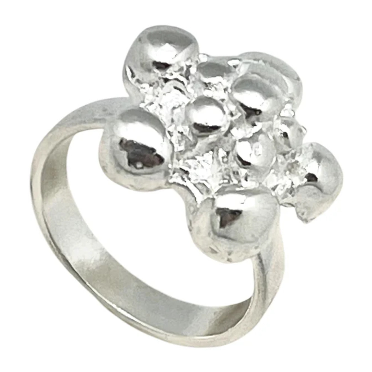 Anillo Flor Bubles en plata 10µ