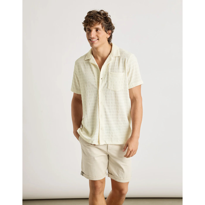 Camisa Manga Corta Off White - Puntillet