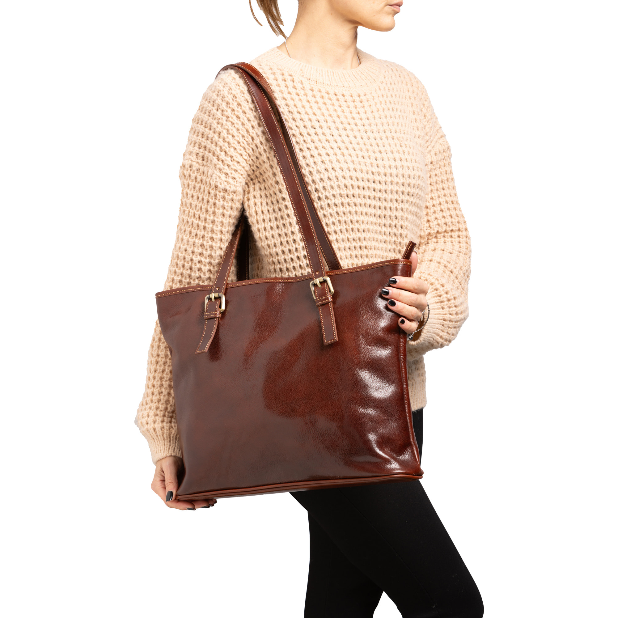 Borsa a spalla  da donna In Vera pelle Made in Italy 31x41x10 cm