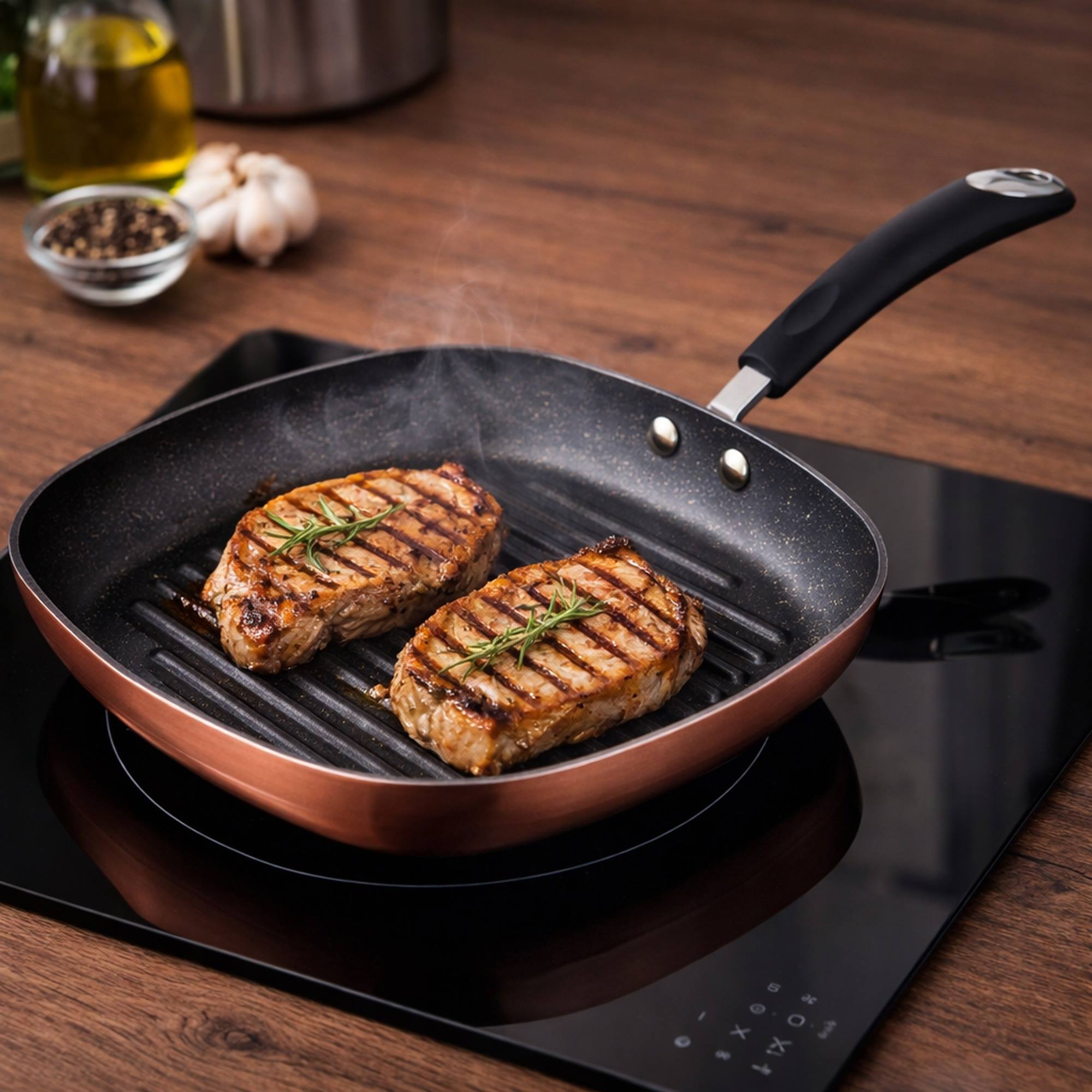 Sartén grill / plancha 28 cms. San Igancio Premium, color cobre metalizado