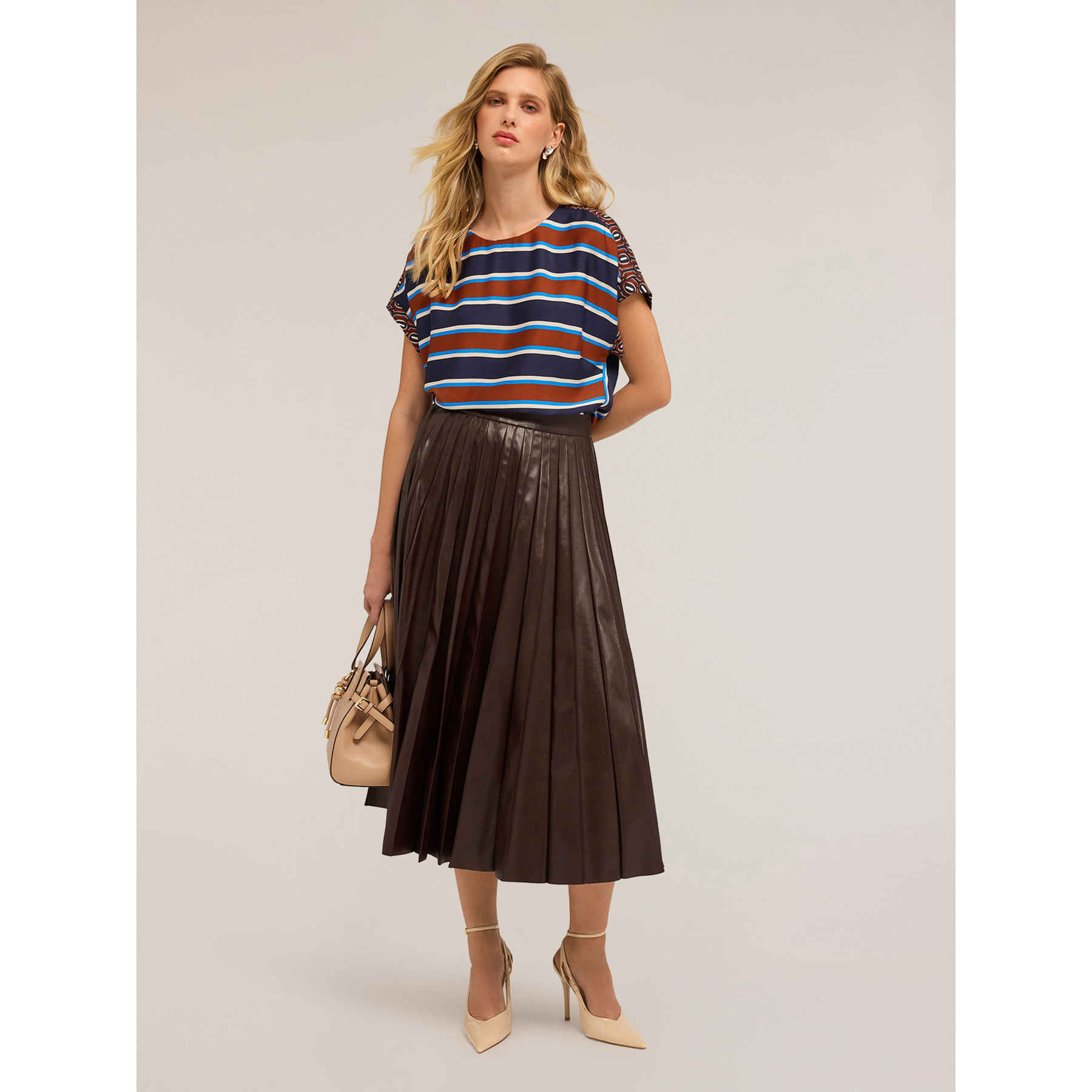 Motivi - Blusa kimono fantasia a righe - Blu