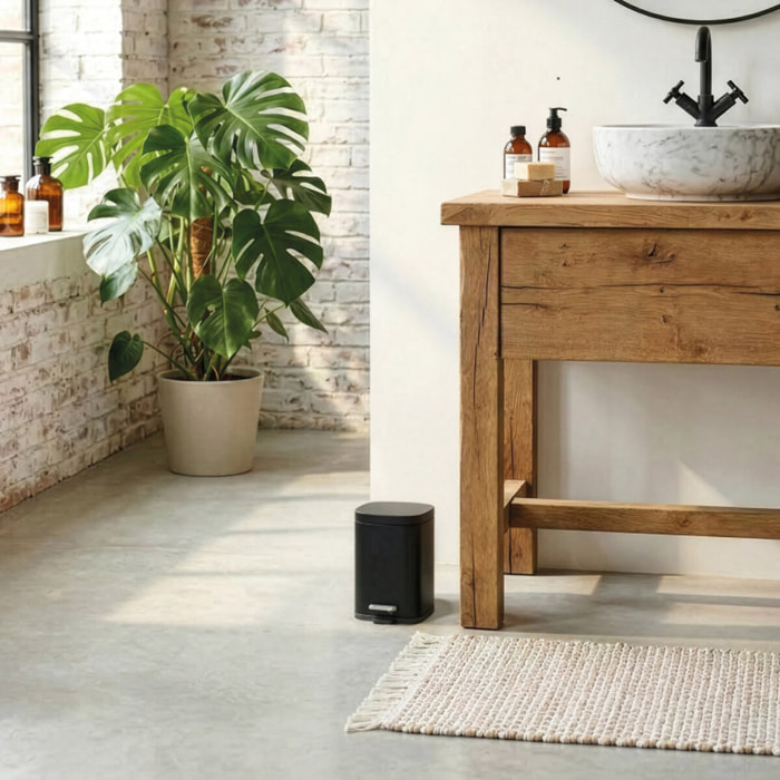 Poubelle à pédale Acier AKIRA 5L Noir mat Spirella