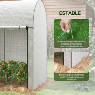 Invernadero Pequeño Invernadero de Exterior con Doble Puerta con Cremallera y Cubierta de PE Invernadero para Cultivar Plantas Flores 200x100x178 cm Blanco