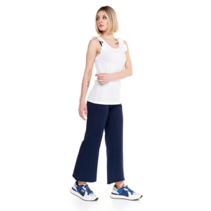 Camiseta de tirantes de mujer brillante con volantes
