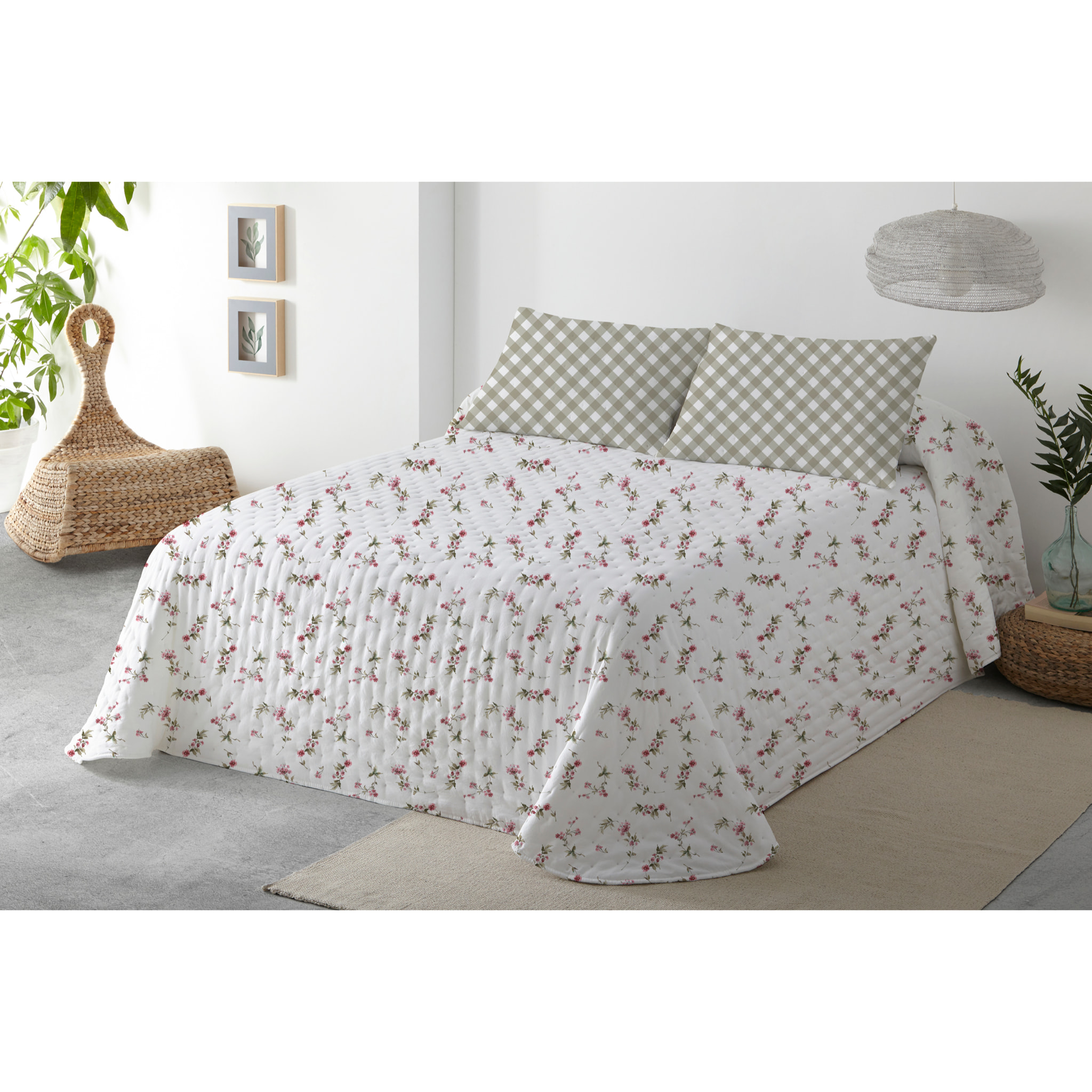 COLCHA SUAVE REVERSIBLE DN FLORES ROJO