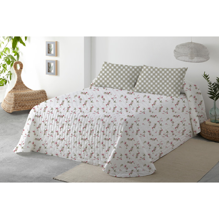 COLCHA SUAVE REVERSIBLE DN FLORES ROJO