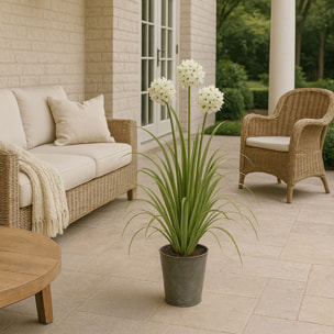 Agapanthe artificielle à fleurs blanches pot en zinc h99cm