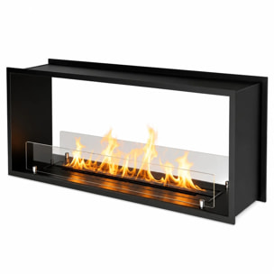 Venere 120 - Camino a Bioetanolo da Incasso Bifacciale 120x50x30 cm con Bruciatore 3lt in Acciaio