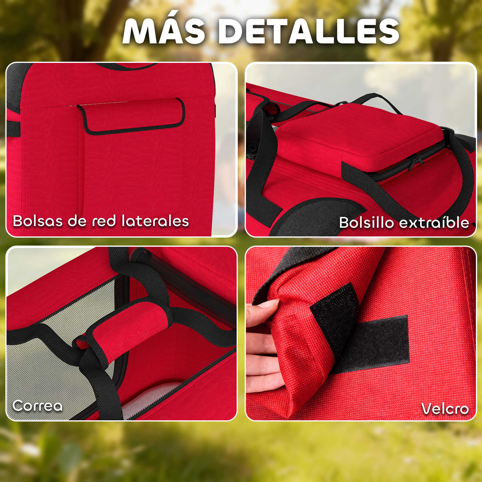 Transportín para Perros Plegable, 60x41,5x41 cm, Transportín para Mascotas con Ventanas de Malla, Cojín Suave, y 2 Asas, Bolsa de Transporte para Mini Perros, Gatos, Rojo