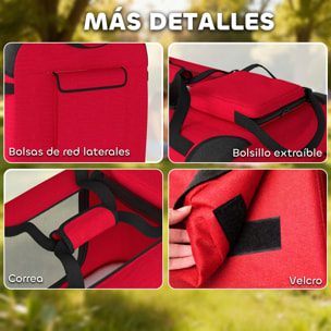 Transportín para Perros Plegable, 60x41,5x41 cm, Transportín para Mascotas con Ventanas de Malla, Cojín Suave, y 2 Asas, Bolsa de Transporte para Mini Perros, Gatos, Rojo