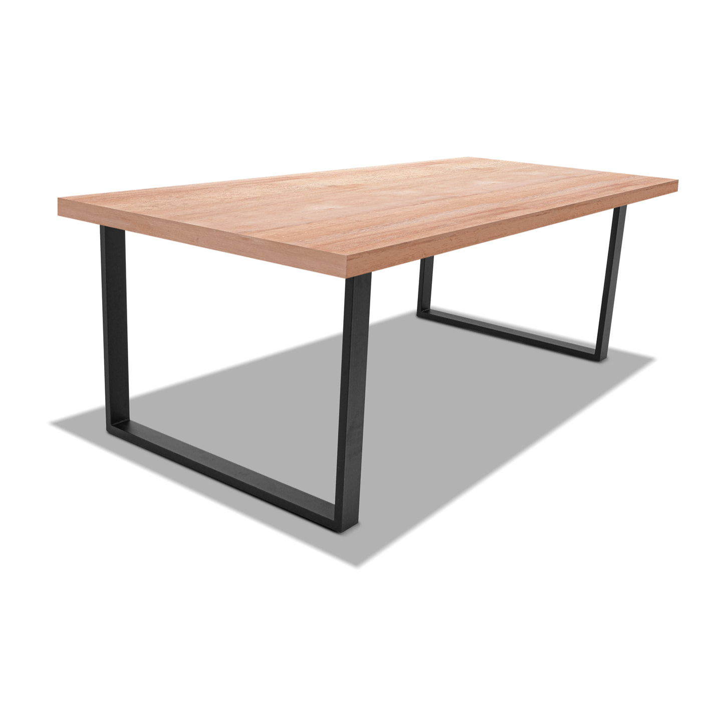 Tavolo da pranzo 160x90cm in legno e metallo con piedi squadrati e ripiano in colore legno neutro