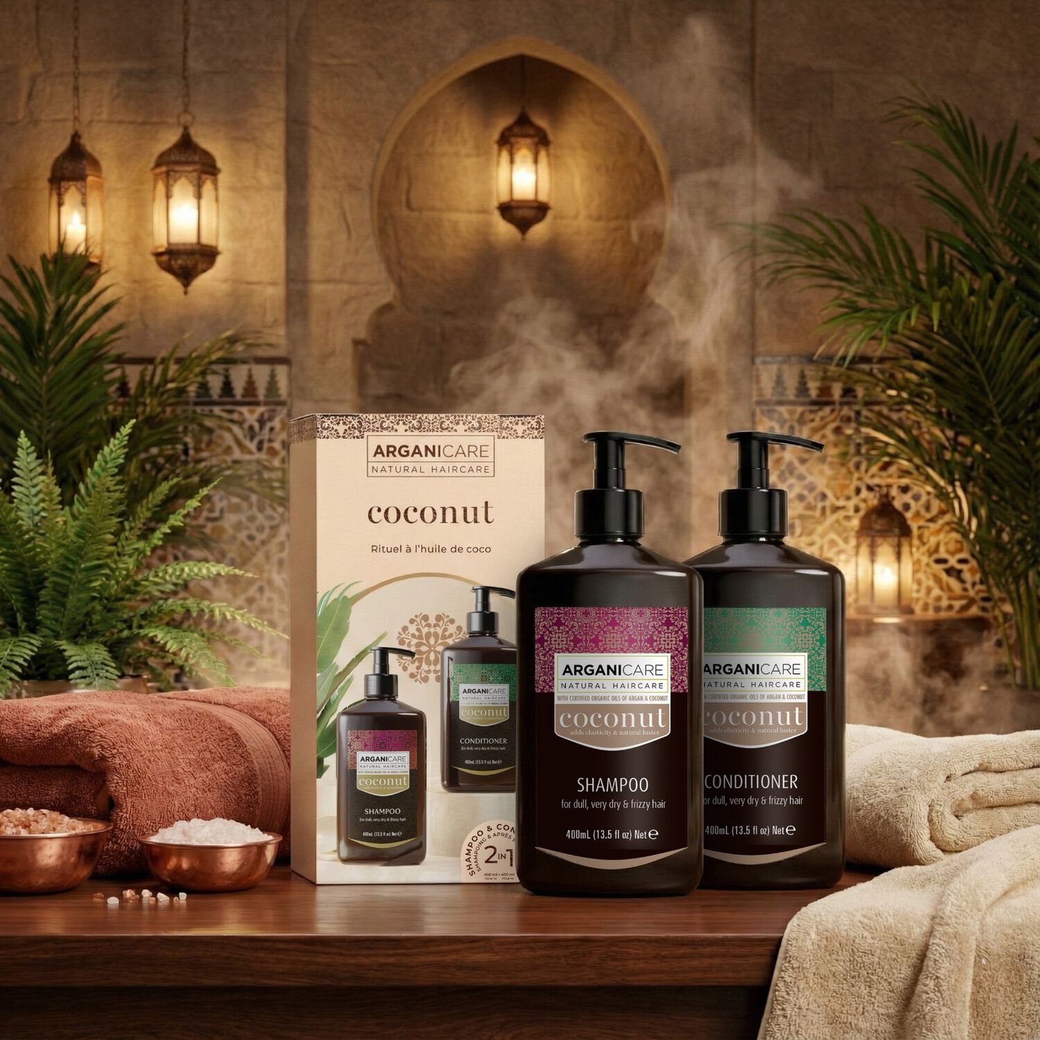 Huile de Coco - Coffret Ultra-Nourrissant Shampooing 400ml + Après-Shampooing 400ml