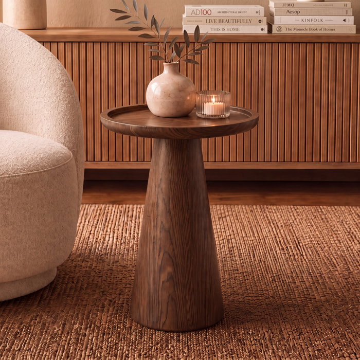 Table d'appoint en placage noyer, D40 cm - Côme