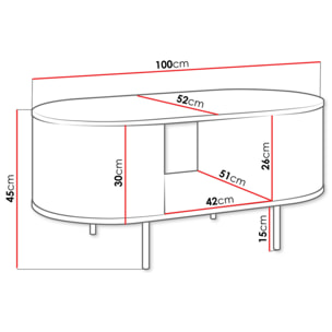 Sansa - table basse 100 cm - 1 niche - plateau effet marbre - Bois / Blanc