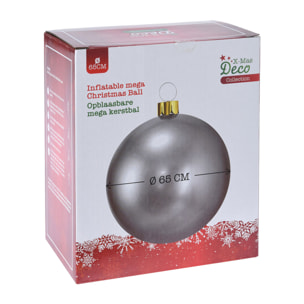 Bola de navidad inflable plateada de 6,5cm con ventosa