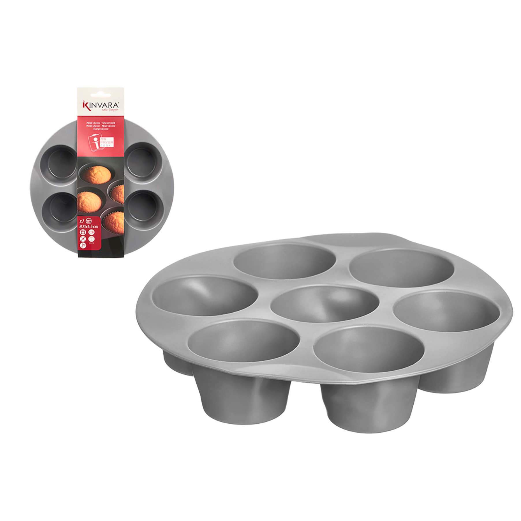 Stampo in silicone per friggitrice ad aria con 7 scomparti grigio