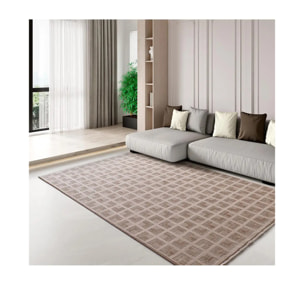 ONA Alfombra geométrica con flecos beige, varias medidas disponibles.