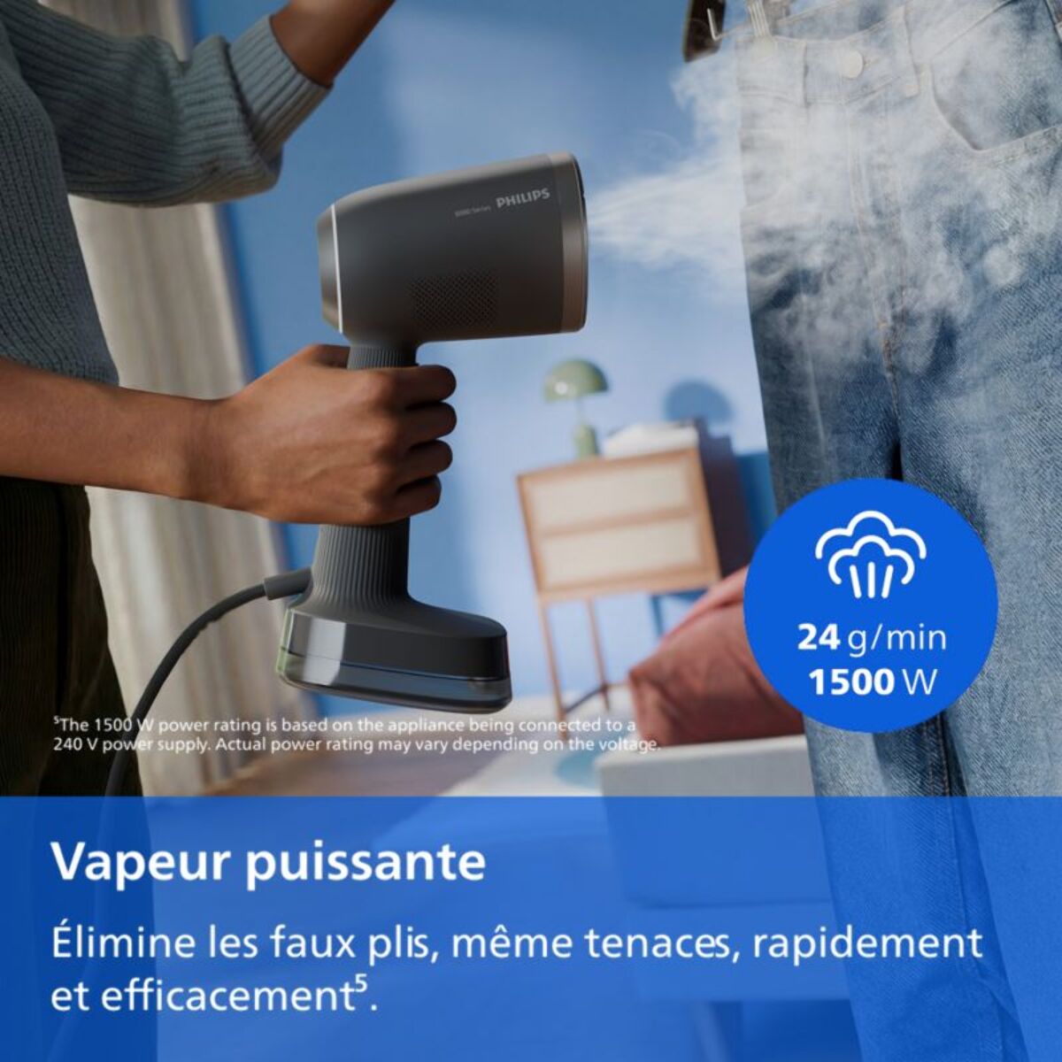 Défroisseur vapeur PHILIPS STH8040/80 Technologie AirStretch à aspiration - Steamer 8000 Noir - 2 réservoirs amovibles