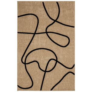 PALMA - Tapis aspect jute à motif ligne en relief - Noir