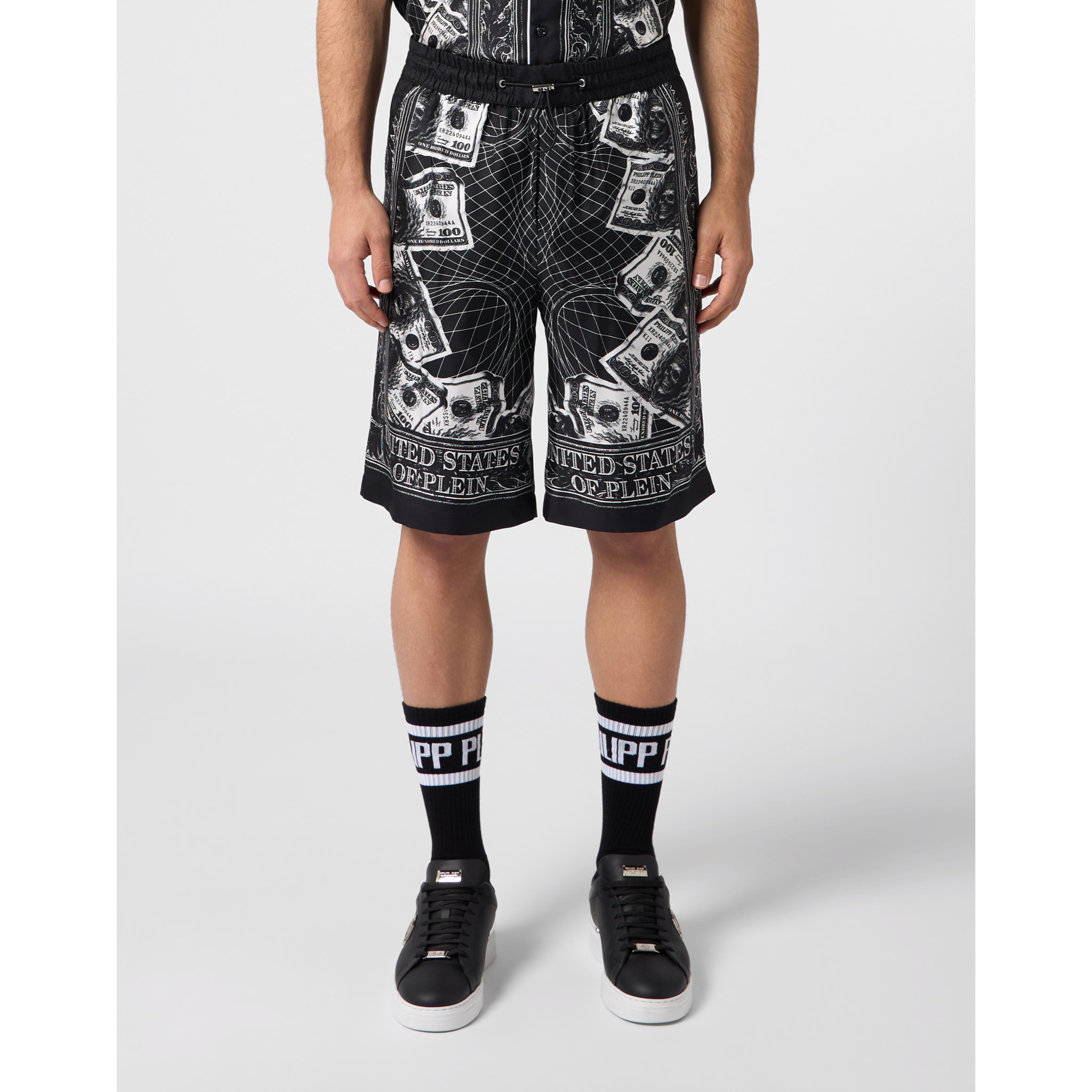 PHILIPP PLEIN Bowling Shorts Skull Dollar