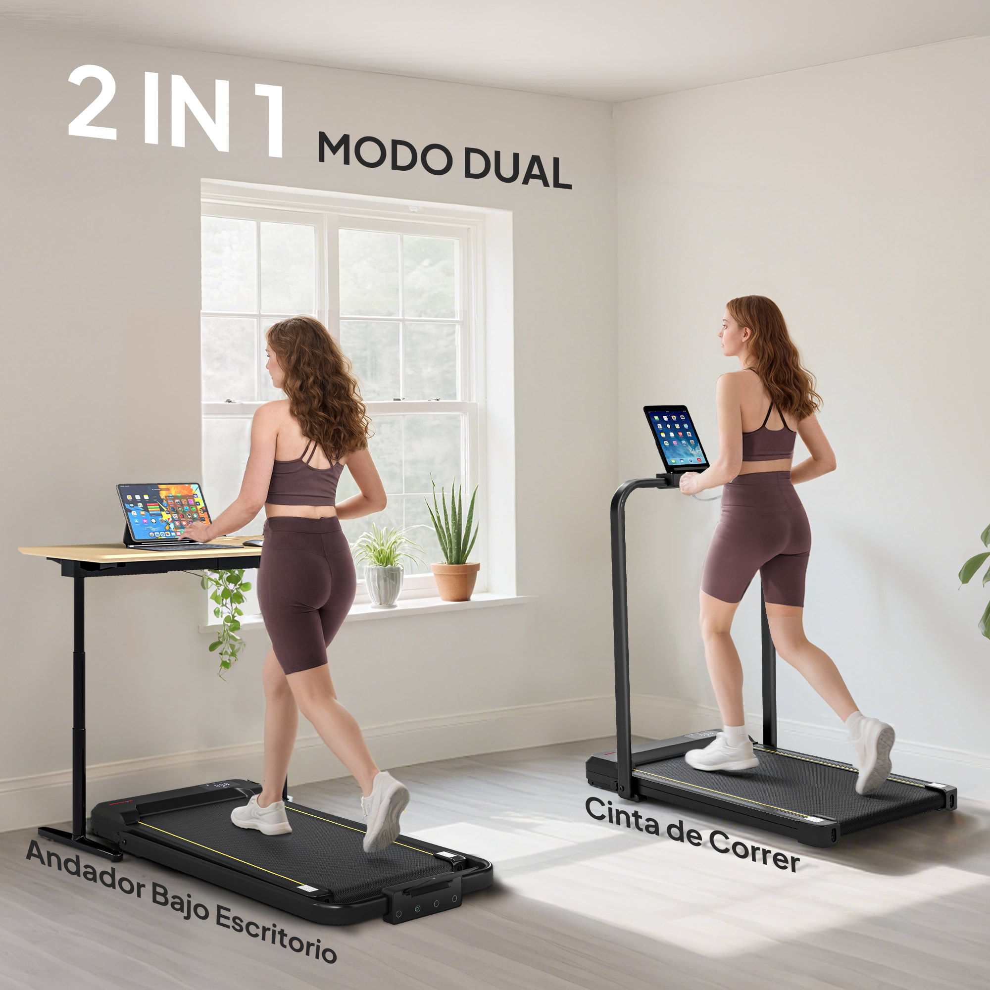Cinta de Correr Plegable 7% Inclinación, Andar Caminadora Eléctrica para Casa 2 en 1 Debajo del Escritorio con 2.0HP, 6 km/h, Pantalla LED, Control Remoto, para Gimnasio y Oficina