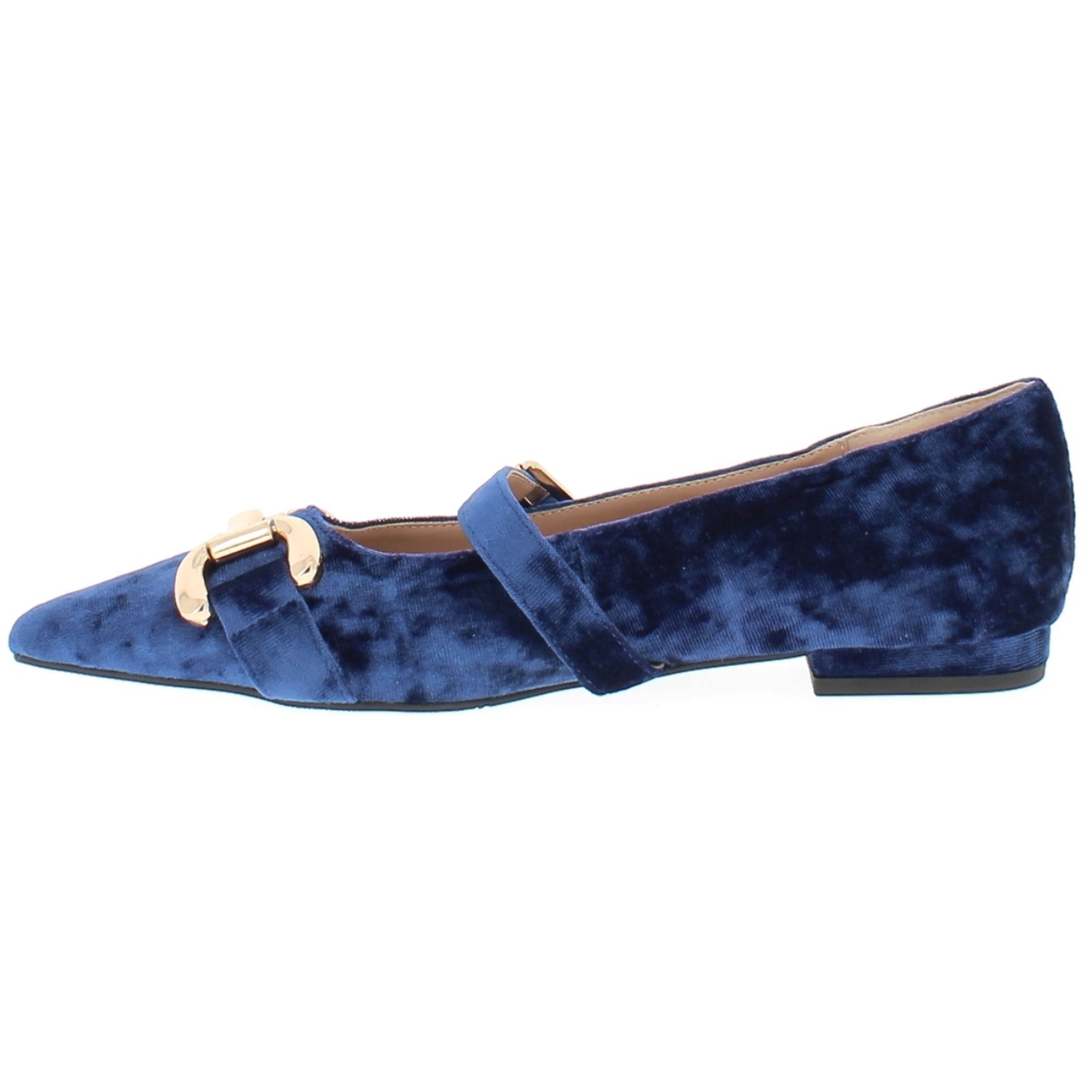 Marina Galanti Scarpe Donna Velvet Ballet Flat with Gold Horsebit MG W24A039 Blue