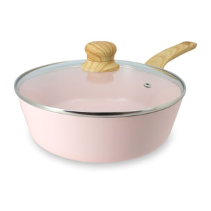 Sauteuse en revêtement céramique 24cm rose - tous feux COLORAMA