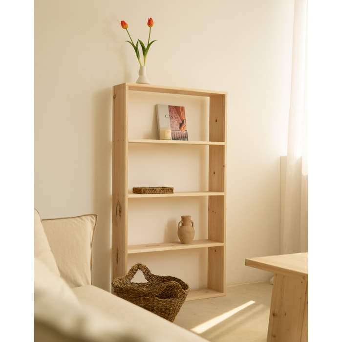 Estantería de madera maciza tono natural con 3 estantes Alto: 146 Largo: 80 Ancho: 20