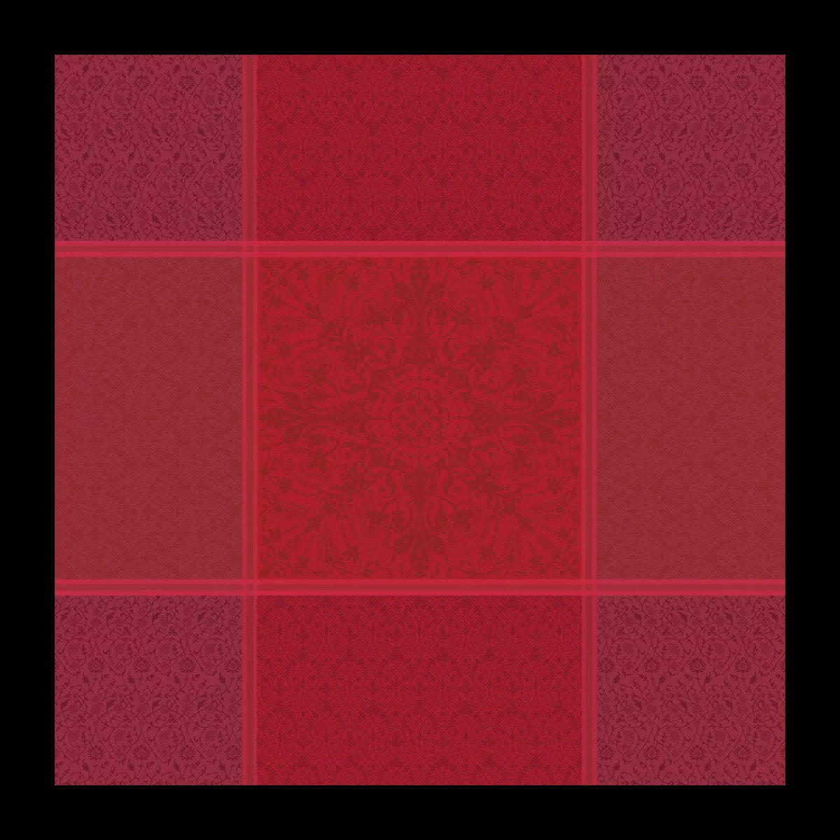 Nappe anti tache pur coton motif jacquard Cassandre grenat