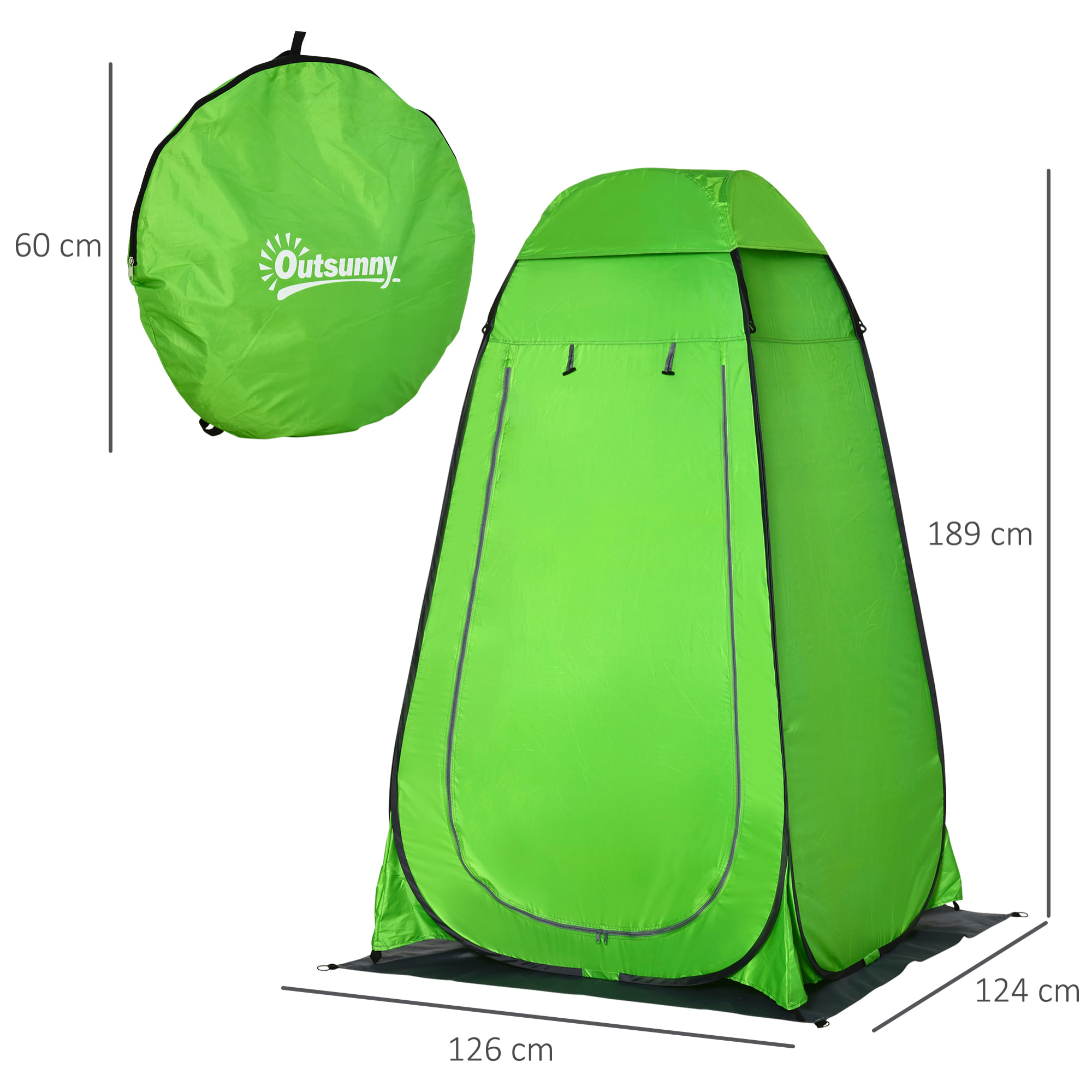 Tienda de Ducha Instantánea Tienda de Privacidad Portátil con 1 Gancho Bolsillo Bolsa de Transporte y UV 20+ para Baño Vestuario Cambiador Inodoro 126x124x189 cm Verde