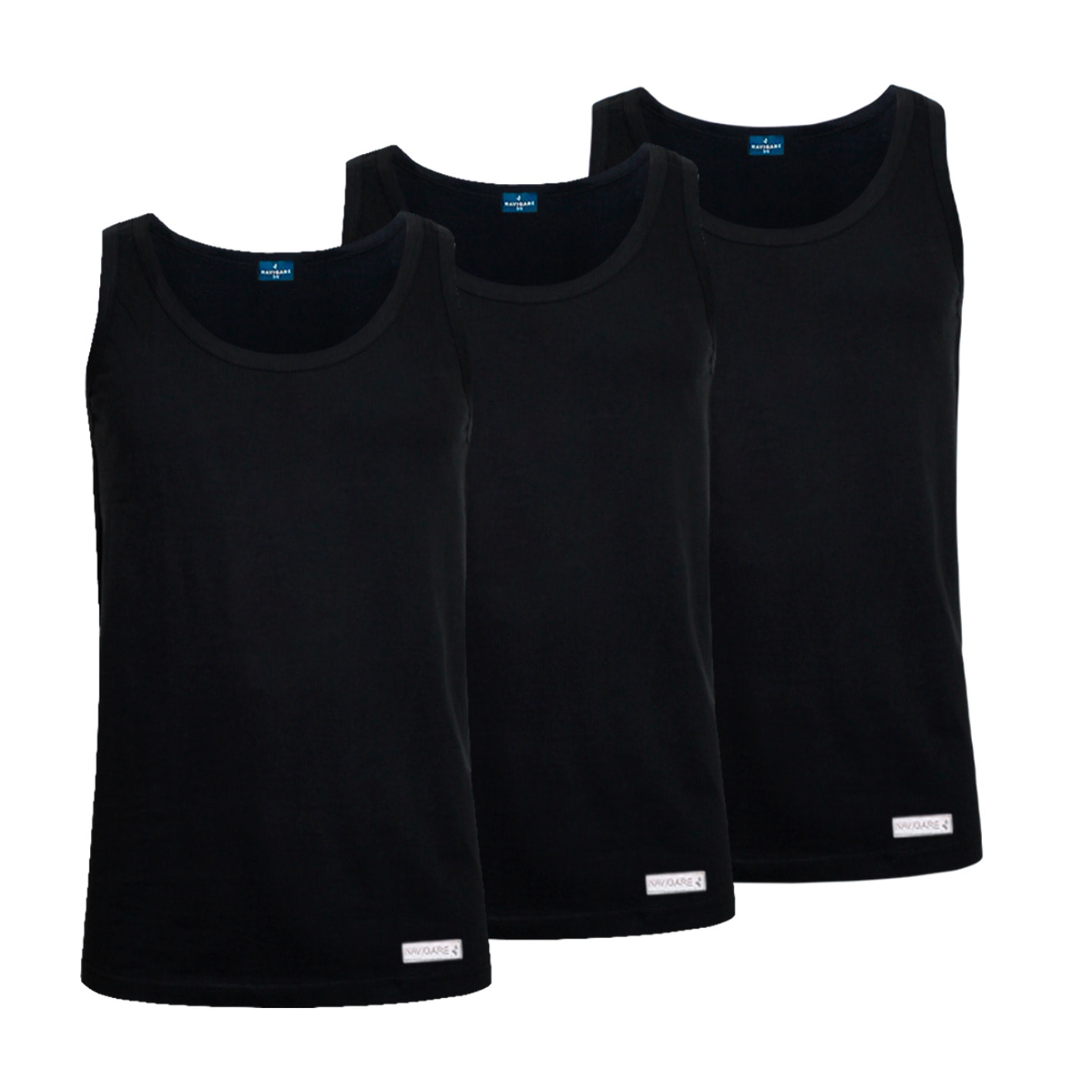 3 Canotta da Uomo in 100% Cotone Navigare, Art. 511 Nero