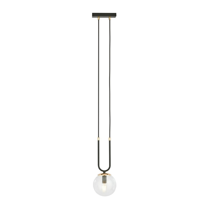Lampada a sospensione GLAM in acciaio nero opaco e vetro