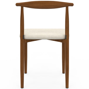Chaises Adam tissu beige pieds effet bois noyer - lot de 6