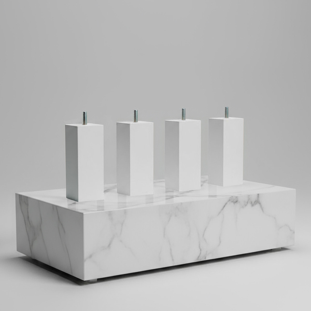 Pied de lit carre blanc (à l'unité) | Bois Naturel | Hauteur 20 cm