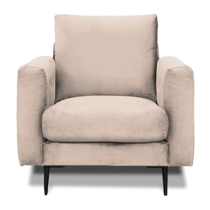 Fauteuil Caruso Velours Beige - 1 Place