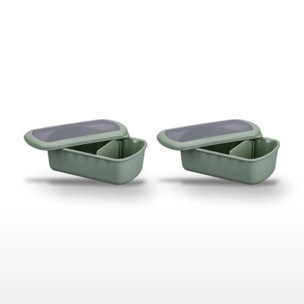 Lot de 2 Lunchbox Vertes à compartiment réglable sans BPA Fackelmann Storage